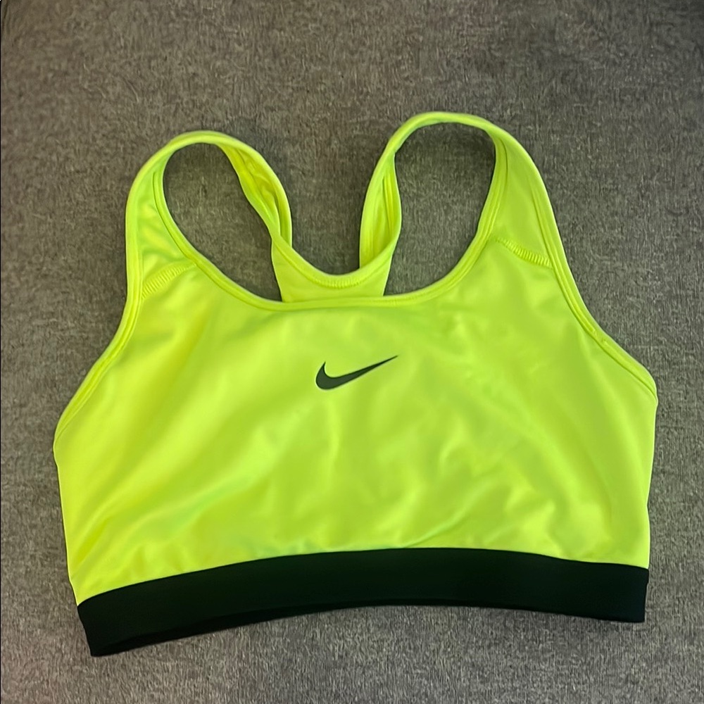 Nike Yellow Sports Bra Racerback Moisture-Wicking
